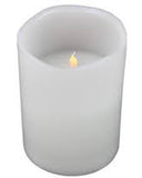LED Pillar Block Candle Flameless - 10cm White Body Natural Flicker Flame - Battery Operated On/Off Switch - Wedding Party Decor