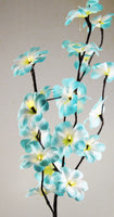 Tropical Blue Frangipani flower bunch on stems sticks - 50 cm high battery powered table centrepiece fairy lights