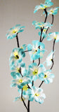 Tropical Blue Frangipani flower bunch on stems sticks - 50 cm high battery powered table centrepiece fairy lights