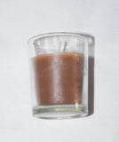 Chocolate Brown Wax Votive Table Candle in Clear Glass Holder - 6cm