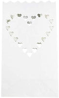 Large Heart of Hearts White Lantern Candle Paper Bags - Garden Wedding Decoration - 10 Pack
