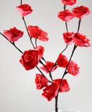 Red Roses bunch of flowers on stems - battery powered table centrepiece fairy lights - Medium