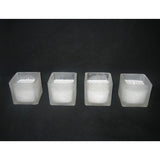 Square Frosted Glass Holder Votive Candle - White Wax - Small