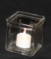 Square Clear Glass Tea Light Candle Holder - Large 7.5cm cube