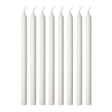 10 Pack Of Taper Candleabra thin white wax candles 23cm high