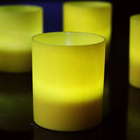 Yellow Frosted Glass Tea Light Votive Cup Candle Holder - 6cm x 5cm