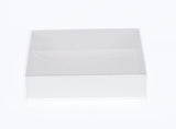 Square Invitation Presentation Gift Box - 8x8x2cm deep - White with Clear Lid - Cookie Retail Product Show case