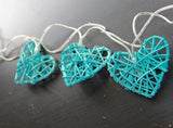 Turquoise Blue Rattan Heart -LED Mains Plug Lights - 5 metre long - Romantic Valentines Wedding Decoration Gift