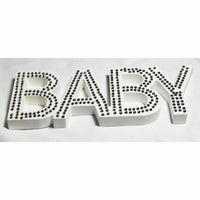 White Baby Nursery Sign Plaque Plate with Diamantes - Newborn Gift Bub Homeware