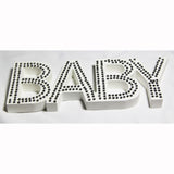 White Baby Nursery Sign Plaque Plate with Diamantes - Newborn Gift Bub Homeware