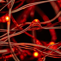 Micro LED lights red bulbs - battery powered table centrepiece fairy lights - Medium