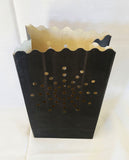 10 Pack Black Sun Burst Luminary Bags - Wedding, Reception, Christmas, and Party Décor - Paper Candle Bag - Blank Luminaria - Holiday Candle Lantern