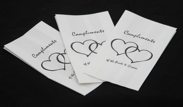 50 Pack White Cake Bag Birthday Wedding Party Christening Lolly Cake Bags Heart Compliments Print Design - Free Post (Copy) (Copy)