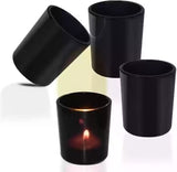 Black Glass Holder for Votive or Tea Light Candles - Wedding Table Decor