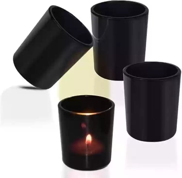 Black Glass Holder for Votive or Tea Light Candles - Wedding Table Decor