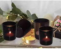 Black Glass Holder for Votive or Tea Light Candles - Wedding Table Decor