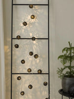 All Black Rattan Cane Wicker Balls  -LED Mains Plug Lights - 5 metre long - party event decoration