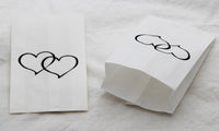 50 Pack White Cake Bag Birthday Wedding Party Christening Lolly Cake Bags Heart Print Design - Free Post (Copy)