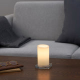 LED Pillar Block Candle Flameless - 10cm White Body Natural Flicker Flame - Battery Operated On/Off Switch - Wedding Party Decor