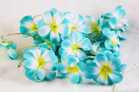 Tropical Blue Frangipani String Lights - LED Battery Power fairy lights - 5 Metre long - floral party decor gift