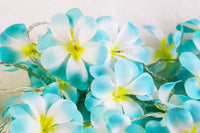 Tropical Blue Frangipani String Lights - LED Battery Power fairy lights - 5 Metre long - floral party decor gift