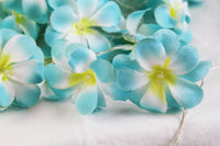 Tropical Blue Frangipani String Lights - LED Battery Power fairy lights - 5 Metre long - floral party decor gift