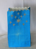 10 Pack Blue STAR Luminary Bags - Wedding, Reception, Christmas, and Party Décor - Paper Candle Bag - Blank Luminaria - Holiday Candle Lantern