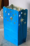 10 Pack Blue STAR Luminary Bags - Wedding, Reception, Christmas, and Party Décor - Paper Candle Bag - Blank Luminaria - Holiday Candle Lantern