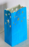 10 Pack Blue STAR Luminary Bags - Wedding, Reception, Christmas, and Party Décor - Paper Candle Bag - Blank Luminaria - Holiday Candle Lantern