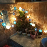 Navy Blue and White Cane Wicker Rattan Ball Style -2m Long Battery Powered fairy lights xmas beach party event table centrepiece decor