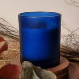 Frosted Deep Blue Glass Holder for Votive or TeaLight Candle 6.5cm High - Beach Party Decor