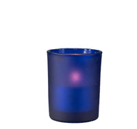 Frosted Deep Blue Glass Holder for Votive or TeaLight Candle 6.5cm High - Beach Party Decor