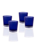 Frosted Deep Blue Glass Holder for Votive or TeaLight Candle 6.5cm High - Beach Party Decor