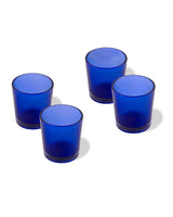 Frosted Deep Blue Glass Holder for Votive or TeaLight Candle 6.5cm High - Beach Party Decor