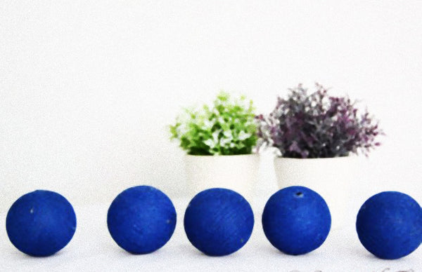 All Navy Blue Cotton Ball 5cm - Mains Power- 5m with 30 LED Bulb fairy lights