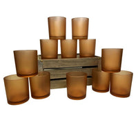 Chocolate Brown Frosted Glass Tea Light Shot Glass Candle Holder - 6.5cm tall
