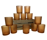 Chocolate Brown Frosted Glass Tea Light Shot Glass Candle Holder - 6.5cm tall