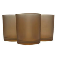 Chocolate Brown Frosted Glass Tea Light Shot Glass Candle Holder - 6.5cm tall