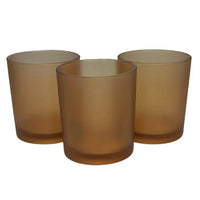 Chocolate Brown Frosted Glass Tea Light Shot Glass Candle Holder - 6.5cm tall