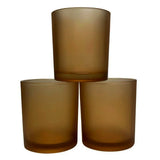 Chocolate Brown Frosted Glass Tea Light Shot Glass Candle Holder - 6.5cm tall