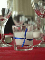 White Wax Votive Table Candle in Clear Glass Holder - 6cm High - wedding party table decoration