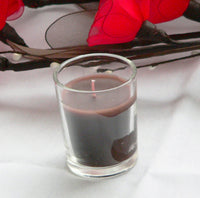 Chocolate Brown Wax Votive Table Candle in Clear Glass Holder - 6cm