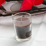 Chocolate Brown Wax Votive Table Candle in Clear Glass Holder - 6cm