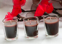 Chocolate Brown Wax Votive Table Candle in Clear Glass Holder - 6cm