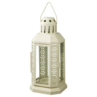 Cream Metal Lantern 21cm - Indoor Outdoor Decor - Wedding Party - Homeware