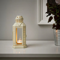 Cream Metal Lantern 21cm - Indoor Outdoor Decor - Wedding Party - Homeware