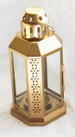 Gold Metal Lantern 21cm - Outdoor Indoor Decor - Home Xmas Party Decor