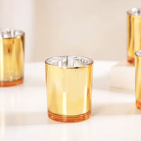 Gold Glass Holder for Votive or TeaLight Candle - Golden Anniversary Xmas Wedding PartyDecor