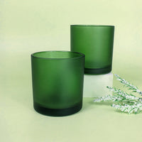Green Frosted Glass Tea Light Holder - Small 6.5cm - Green Eco Garden Theme Party Event