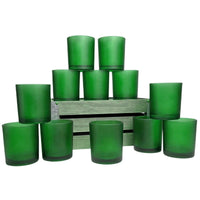 Green Frosted Glass Tea Light Holder - Small 6.5cm - Green Eco Garden Theme Party Event
